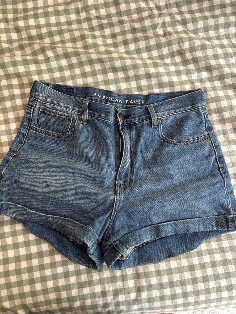 American Eagle Outfitters Mid-Rise Blue Denim Jean Shorts